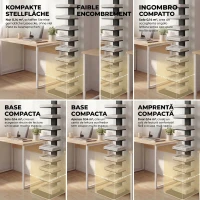 HOMCOM Bibliotecă Modernă Înaltă cu 11 Rafturi Economisitoare de Spațiu în Stil Industrial, 34.5x41.5x163.5 cm, Negru(m-5)