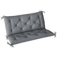 Outsunny 2 Seater Bench Pad, Garden Swing Chair Cushion with Back and Ties, Tufted Style Garden Furniture Window Seat Cushion for Indoor and Outdoor Use, 98 x 100 cm, Dark Grey(m-1)