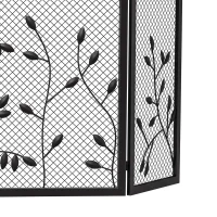 HOMCOM 3-Panel Folding Fireplace Screen for Hearth Protection, Heat-Resistant Metal Fire Spark Guard, Black(m-11)