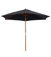 Outsunny Parasol de jardin extérieur parasol droit double toit Hexagonal Grande Taille de Jardin Ø 2,5 x 2,3H m Bois de Bambou Noir(m-11)