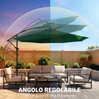 Outsunny Ombrellone da Giardino 3x2.5 m, Inclinabile con Base a Croce e Manovella, in Acciaio e Poliestere(m-5)