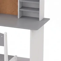 AIYAPLAY Kids Desk and Chair Set Storage Shelves Kids Desk Adjustable Tablet Stand Cork Board Pen Holder Grey(m-11)
