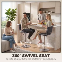 HOMCOM Bar Stools Modern PU Leather Adjustable Breakfast Bar Stools Backrest Set of 2 Grey(m-7)