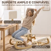HOMCOM Cadeira de Joelhos Ergonómica com Encosto, Apoio para Joelhos e Bombazina Creme(m-5)
