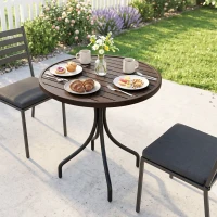 Outsunny Φ66cm Galvanised Steel Garden Table - Brown(m-8)