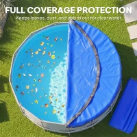 Outsunny Round Pool Cover, 10 ft Waterproof Swimming Pool Cover with Secure Rope, Tightener for Above Ground Pools, Blue(m-5)