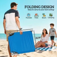 Outsunny Sun Lounger, with Adjustable Face Canopy - Bright Blue(m-5)