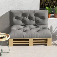 Outsunny Sitzpolster Sitzkissen Polsterauflage, mit Knopfheftung, 120 x 80 x 12 cm, Grau(m-6)