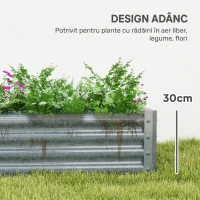 Outsunny Jardinieră de Exterior din Oțel cu Fund Deschis și Margini Întărite, 180x90x30 cm, Gri Argintiu(m-4)