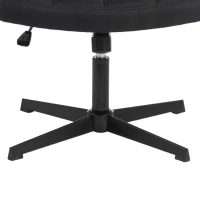 HOMCOM Armless Office Chair, Cross Legged Linen Computer Desk Vanity Chair with Wide Seat, Rocking Function, Black(m-12)