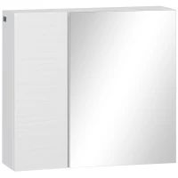kleankin Armario de Baño con Espejo 2 Puertas y Estantes Ajustables Mueble de Baño para Colgar 48x15x45 cm Blanco(m-1)