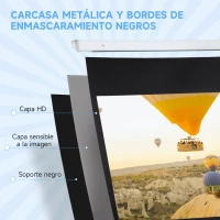 HOMCOM Pantalla de Proyección Eléctrica 84 Pulgadas Formato 16:9 con Mando a Distancia 186x105 cm Blanco(m-9)