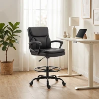 HOMCOM Chaise bureau ergonomique, chaise de dessin réglable en hauteur, repose-pieds réglable, 61 x 61 x 108 cm, noir(m-13)