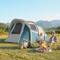 Outsunny Inflatable Camping Tent w/ Air Pump, Easy Setup 2-3 Person Blow Up Tent, Green(m-14)