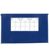 Outsunny 3 Meters Gazebo Replaceable Exchangeable Side Panel Wall Panels Walls With Window, Blue(m-10)