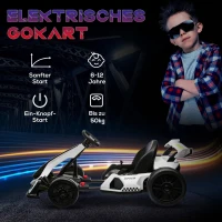 HOMCOM 4 V Elektro Go-Kart für Kinder Bis 12 Km/h Gokart mit Drift-Funktion, 2 Motoren verstellbarem Sitz Sanftanlauf(m-7)