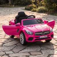 AIYAPLAY Voiture Électrique Enfants 12V Mercedes-Benz SL500, 3-5 km/h, 2 Moteurs, Télécommande 2,4G, pour 3-5 Ans, Rose(m-6)