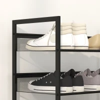 HOMCOM Zapatero de 5 Niveles Zapatero Estrecho de Acero para 15 Pares de Zapatos para Recibidor Entrada Pasillo Negro(m-9)