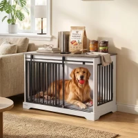 PawHut 100 cm Large Dog Crate Furniture with Sliding Barn Door for Large Dogs, White(m-2)