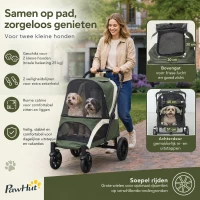 PawHut Opvouwbare Hondenbuggy voor 2 Kleine Honden tot 25 kg Donkergroen(m-7)