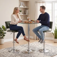 HOMCOM Bar Stools Modern PU Leather Adjustable Breakfast Bar Stools Backrest Set of 2 Green(m-8)
