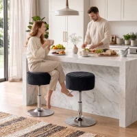 HOMCOM Bar Stool Adjustable Swivel Chair Velvet-Feel Seat 1 Piece, Black(m-2)