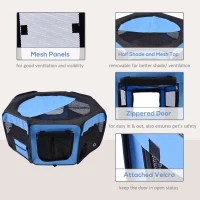 PawHut 600D Oxford Soft Fabric Kennel, Portable Lightweight Cat Dog Playpen, Foldable Pet Puppy Rabbit Guinea Pig Pen Run Dia 90 x 41H cm Indoor & Outdoor Blue(m-6)