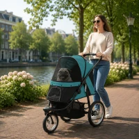 PawHut  Hondenbuggy voor Kleine en Middelgrote Oudere Honden tot 20 kg, Inklapbaar, Donkergroen, 111 x 58 x 107 cm(m-9)