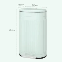 HOMCOM 30L Metal Kitchen Bin, with Soft-Close Lid - Light Green(m-3)