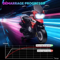 AIYAPLAY Moto Électrique Enfants 6 V, Voiture Électrique Enfants avec Roues d'Entraînement, Musique, Effets Lumineux, Rouge(m-8)
