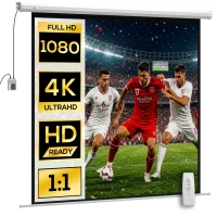HOMCOM Beamer Leinwand 189,5 x 189,5 cm 92 Zoll 1:1 HD 4K Rollo-Leinwand für Heimkino für Heimkino Büro-Präsentationen(m-11)