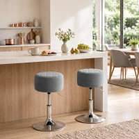 HOMCOM Bar Stool Adjustable Swivel Chair Velvet-Feel Seat 1 Piece, Grey(m-9)