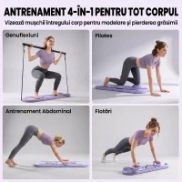 SPORTNOW Platformă Pilates 5 în 1 Pliabilă, Set Reformer pentru Antrenament Acasă, PP, Albastru Deschis(m-4)