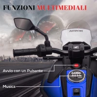 AIYAPLAY Moto Elettrica per Bambini 3-6 Anni Licenza Honda, 12V Doppi Motori, Rotelle, 3 km/h, Max 30kg, Blu(m-5)