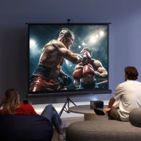 HOMCOM Écran de projection 84 pouces avec support trépied hauteur réglable, écran 4K HD 4:3, en intérieur/à l'extérieur(m-11)