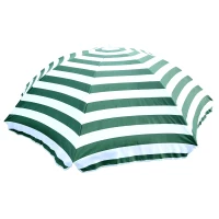 Outsunny Ombrellone da Spiaggia Inclinabile e Rotondo in Metallo e Poliestere, Ø1.8x2 m, Verde e Bianco(m-8)