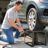 HOMCOM 2 Rampe Hidraulice Auto, Portanță 3T, Înălțime 23-32.5cm, Negru(m-8)