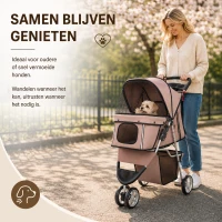 PawHut Opvouwbare Hondenbuggy voor Kleine Oudere Honden tot 10 kg, Koffiebruin, 77 x 44 x 102 cm(m-4)