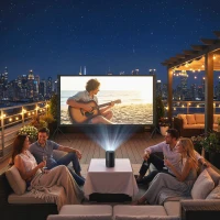 HOMCOM 254 cm 16:9 HD 4K/8K projectorscherm met standaard, draagbaar dubbelzijdig scherm met inklapbare statieven, wit(m-9)
