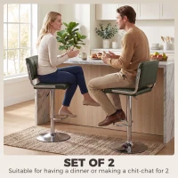 HOMCOM Bar Stools Modern PU Leather Adjustable Breakfast Bar Stools Backrest Set of 2 Green(m-4)