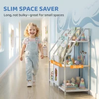 AIYAPLAY Kids Bookshelf and Toy Storage with 3-Tier Sling Book Rack and Fabric Drawer for Nursery, Bedroom, Playroom, White(m-7)