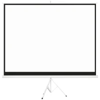 HOMCOM Écran de projection avec trépied pliable 120 pouces 4K HD 4:3, écran vidéoprojecteur réglable en hauteur, blanc(m-1)
