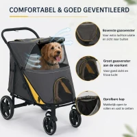 PawHut Hondenbuggy voor Middelgrote en Oudere Honden, Opvouwbare, Donkergrijs, 112 x 65 x 100 cm(m-5)