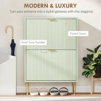 HOMCOM Elegant Two-Drawer Shoe Cabinet - Light Green(m-4)