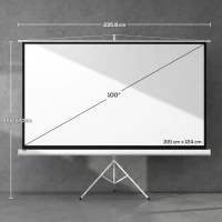 HOMCOM Pantalla de Proyección con Soporte Portátil 100 Pulgadas Formato 16:9 con Altura Ajustable 221x124 cm Blanco(m-3)