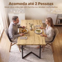 HOMCOM Mesa de Jantar para 2 Pessoas com Tampo Espesso, Pernas Metálicas, Estilo Moderno, 110x67x75,5 cm, Carvalho(m-4)