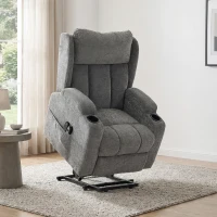HOMCOM Power Lift Recliner Chair with Vibration Massage and Heat, Chenille Riser and Recliner Armchair for Elderly, Grey(m-8)