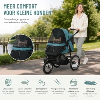 PawHut  Hondenbuggy voor Kleine en Middelgrote Oudere Honden tot 20 kg, Inklapbaar, Donkergroen, 111 x 58 x 107 cm(m-4)
