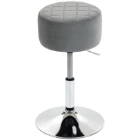 HOMCOM Bar Stool Adjustable Swivel Chair Velvet-Feel Seat 1 Piece, Grey(m-1)