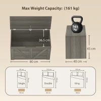 HOMCOM 100L Home Storage Box, with Safety Hinge - Dark Grey Wood-Effect(m-3)